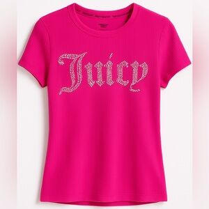 Juicy Couture Hot Pink Tee with Rhinestone Logo